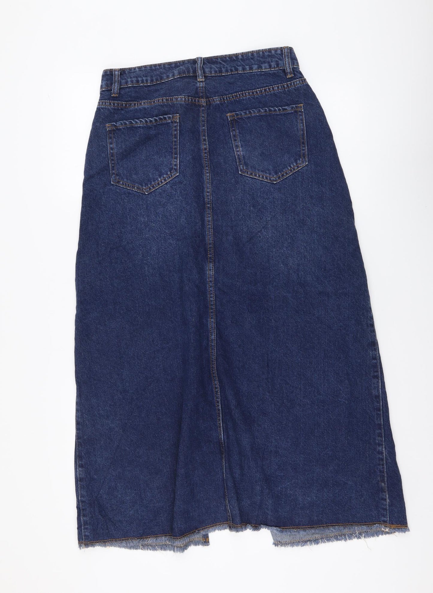 SheIn Womens Blue Cotton A-Line Skirt Size M Button