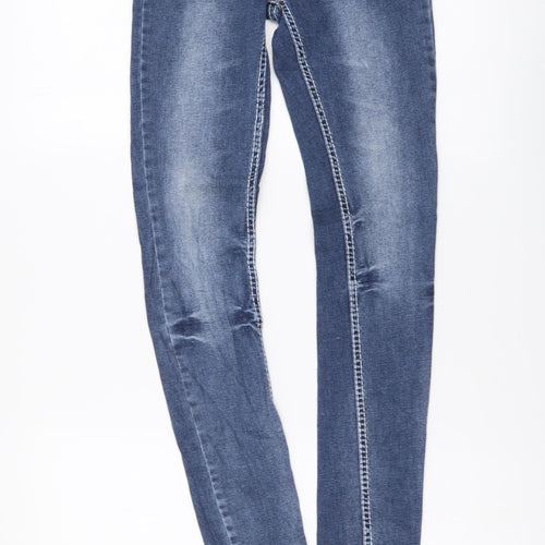 Amco Denim Womens Blue Cotton Skinny Jeans Size 8 L29 in Regular Button