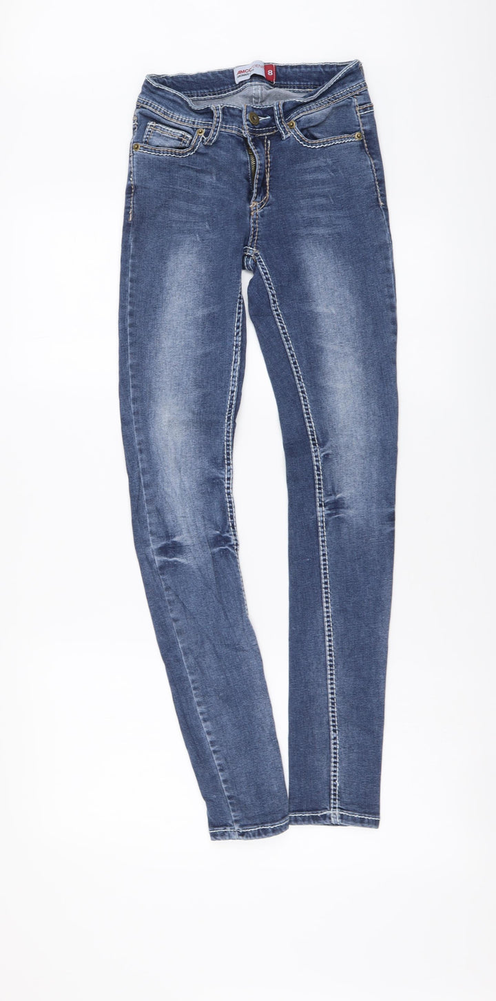 Amco Denim Womens Blue Cotton Skinny Jeans Size 8 L29 in Regular Button