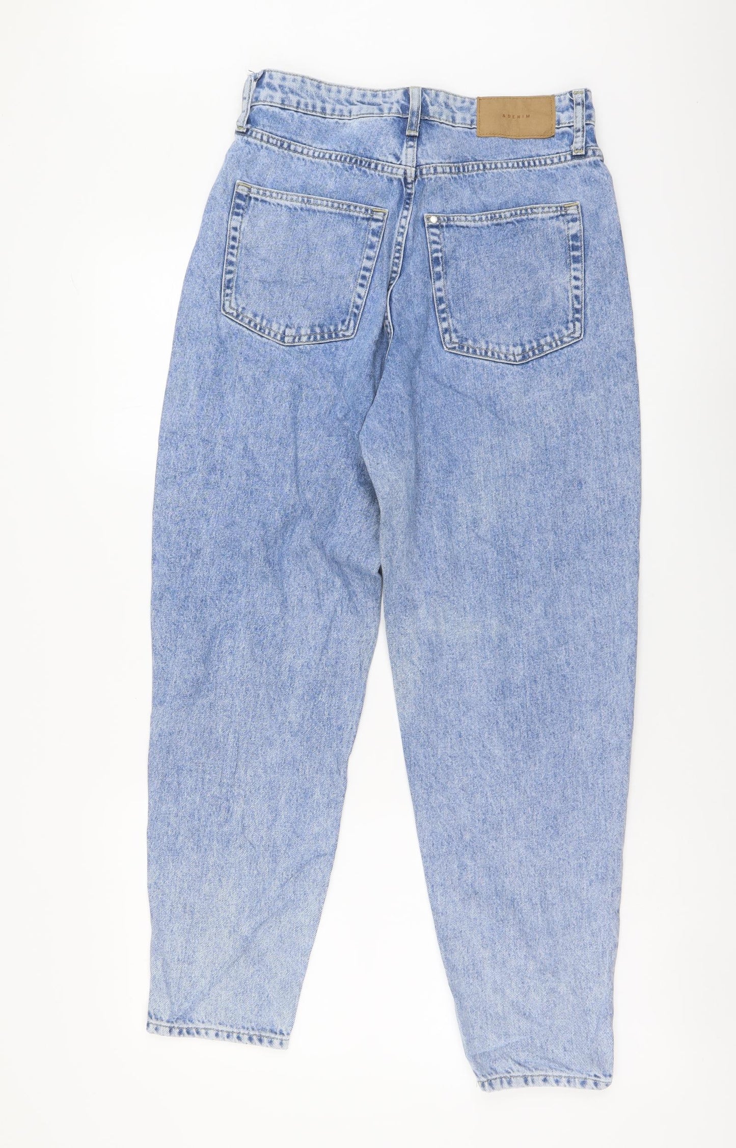 H&M Womens Blue Cotton Tapered Jeans Size S L27 in Regular Button