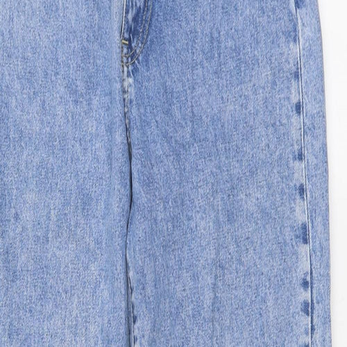 H&M Womens Blue Cotton Tapered Jeans Size S L27 in Regular Button