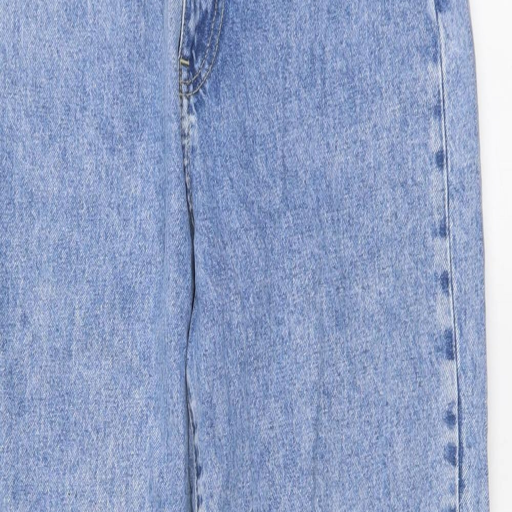 H&M Womens Blue Cotton Tapered Jeans Size S L27 in Regular Button