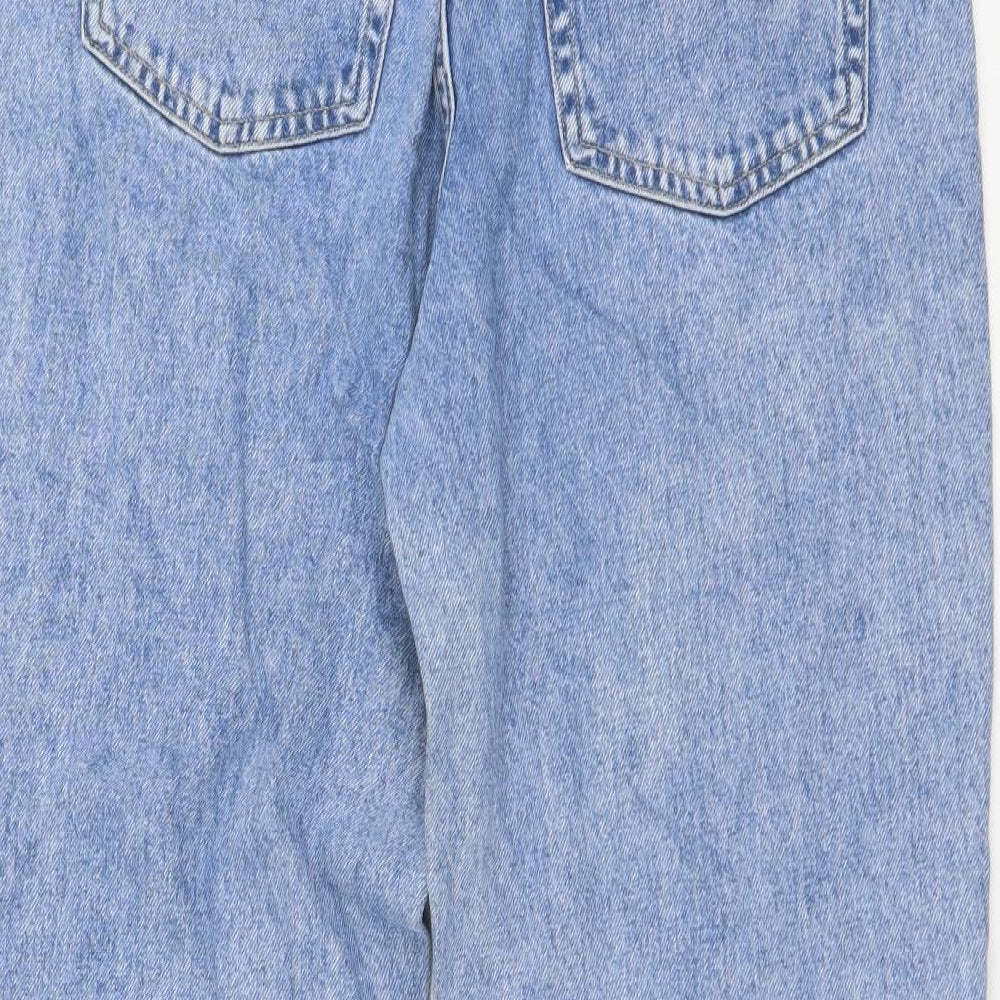 H&M Womens Blue Cotton Tapered Jeans Size S L27 in Regular Button
