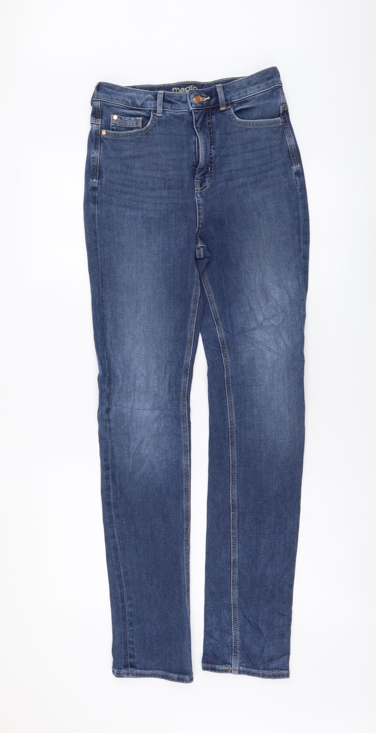 Marks and Spencer Womens Blue Cotton Skinny Jeans Size 10 L31 in Regular Button