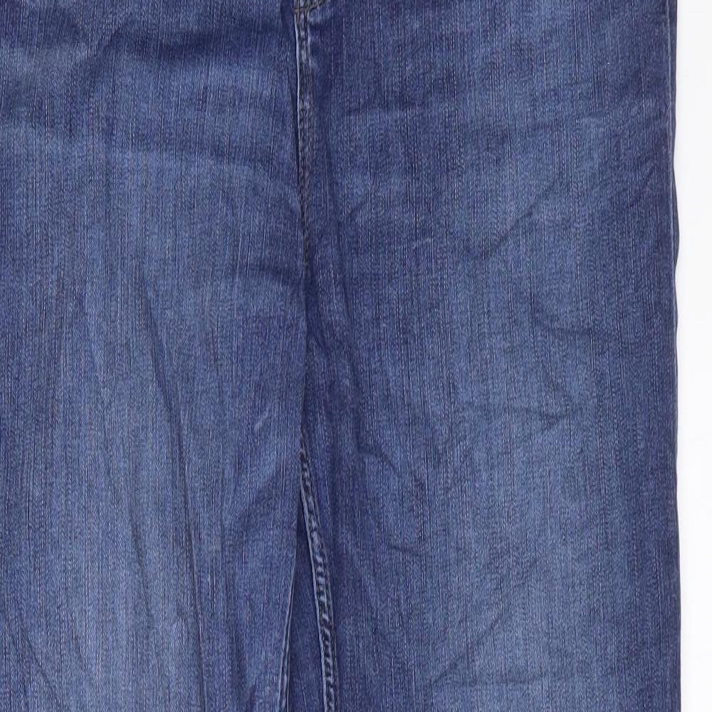 Marks and Spencer Womens Blue Cotton Straight Jeans Size 16 L31 in Regular Zip