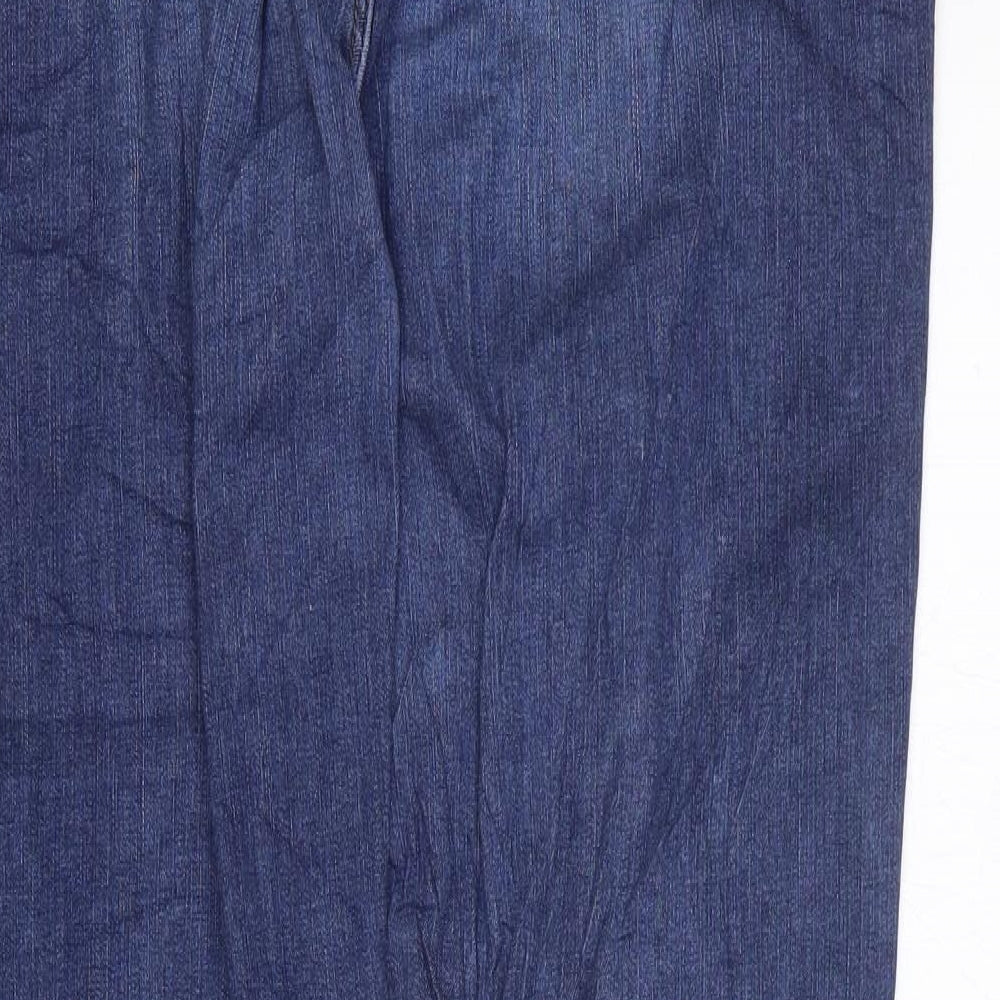 Marks and Spencer Womens Blue Cotton Straight Jeans Size 16 L31 in Regular Zip