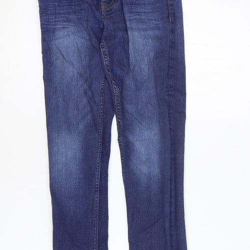Marks and Spencer Womens Blue Cotton Skinny Jeans Size 8 L28 in Regular Zip