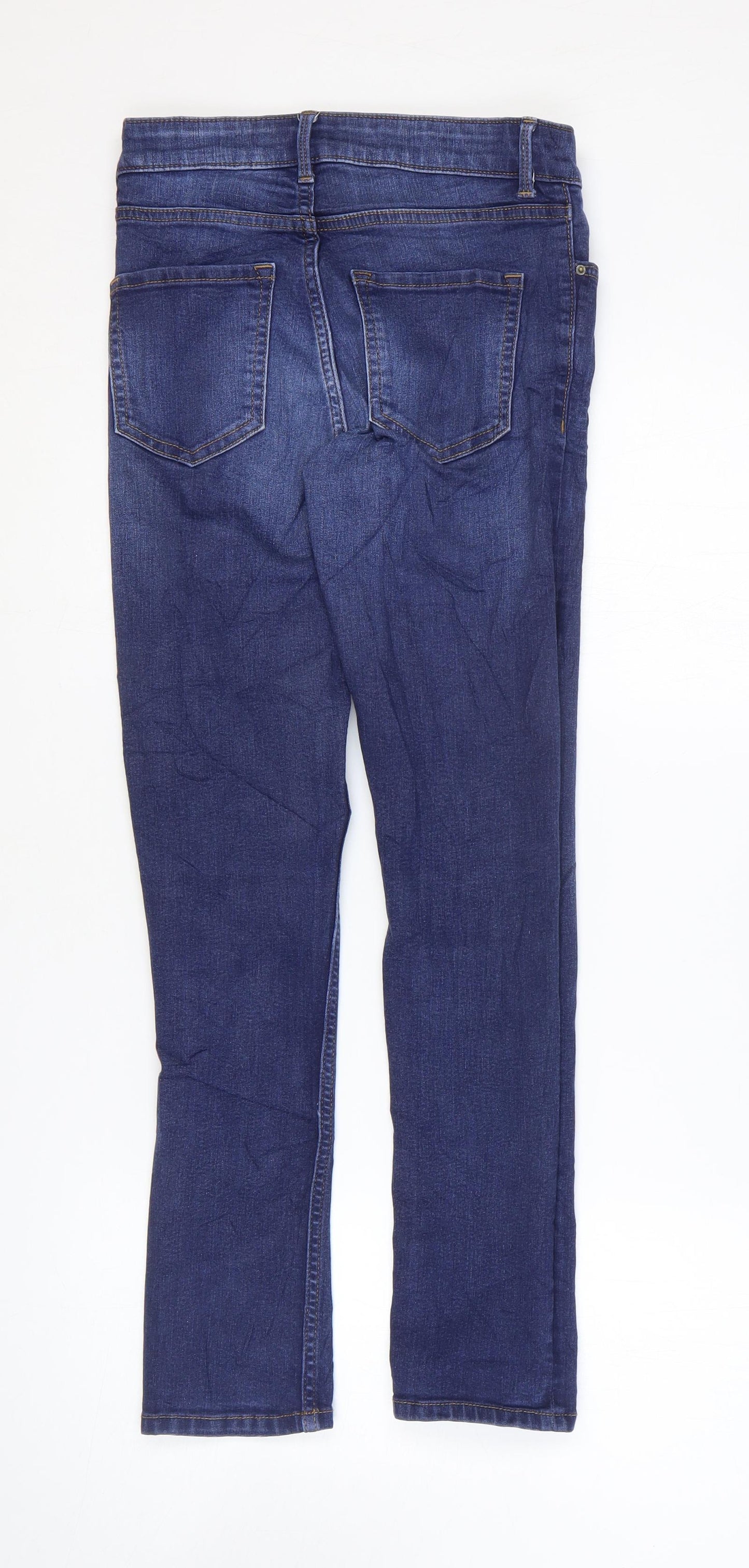 Marks and Spencer Womens Blue Cotton Skinny Jeans Size 8 L28 in Regular Zip