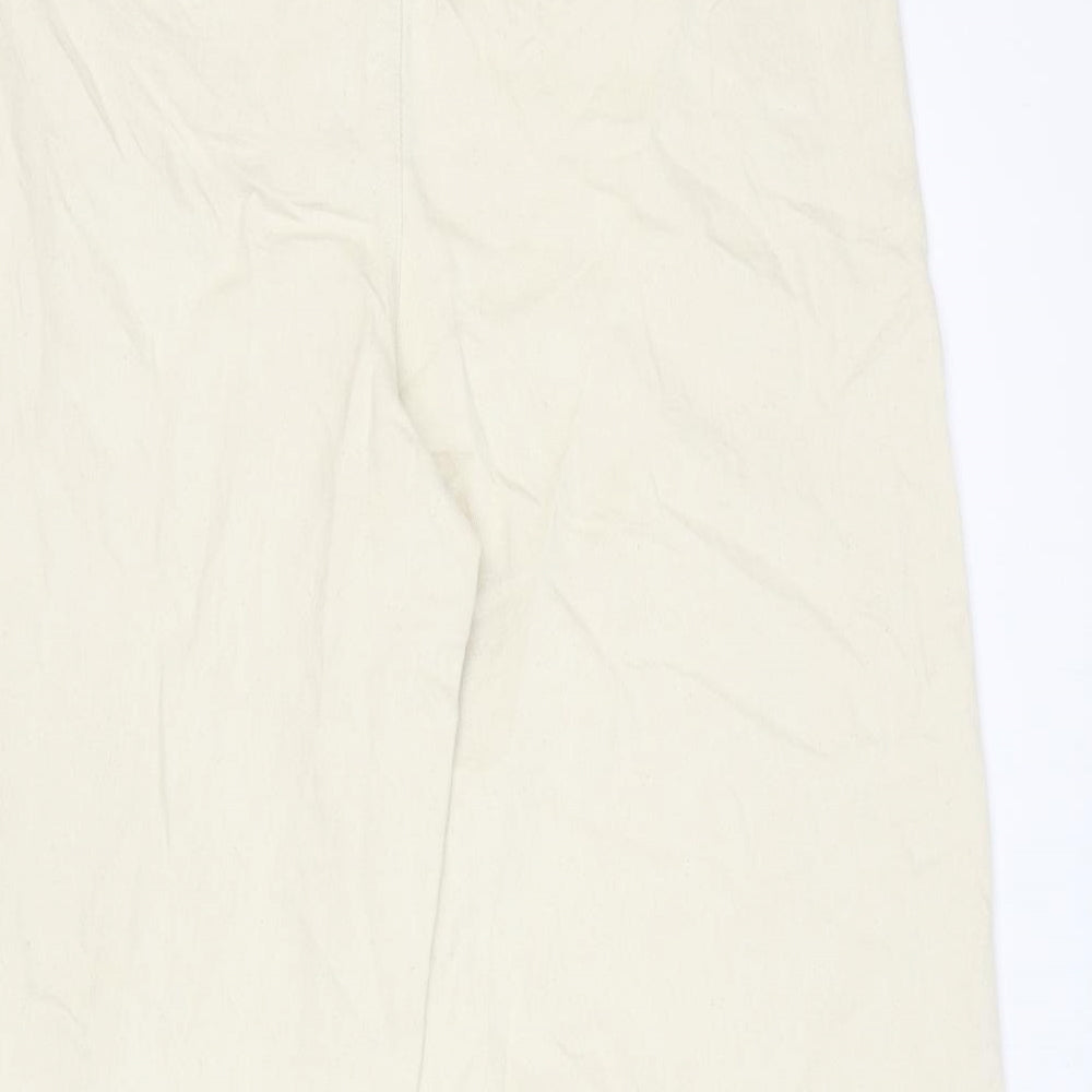 Per Una Womens Beige Cotton Wide-Leg Jeans Size 18 L23 in Regular Zip