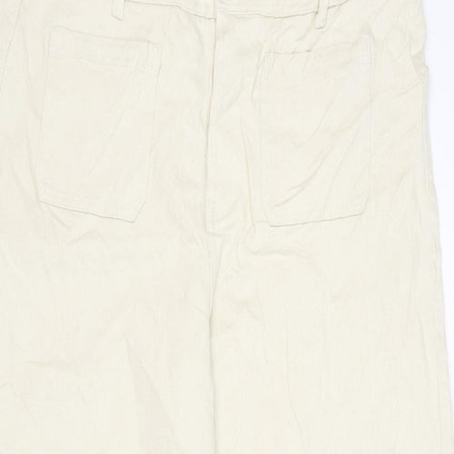 Per Una Womens Beige Cotton Wide-Leg Jeans Size 18 L23 in Regular Zip