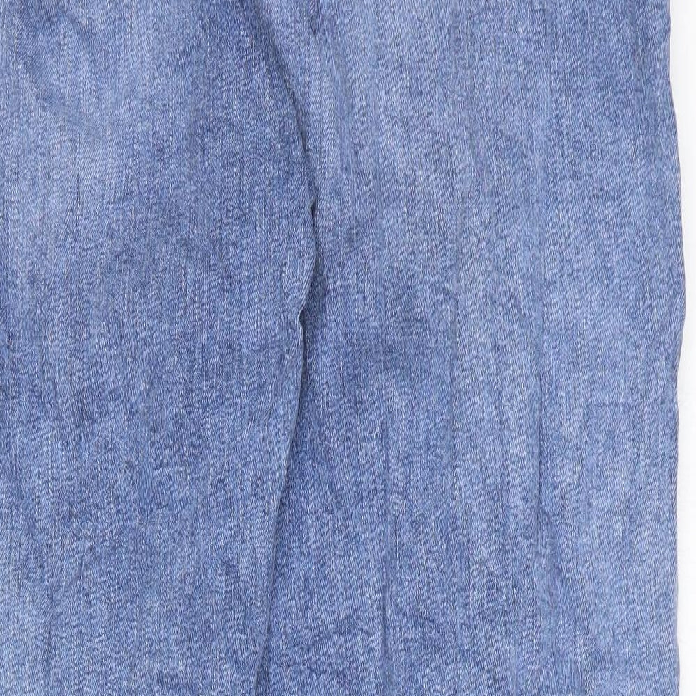 Marks and Spencer Womens Blue Striped Cotton Boyfriend Jeans Size 20 L30 in Regular Zip
