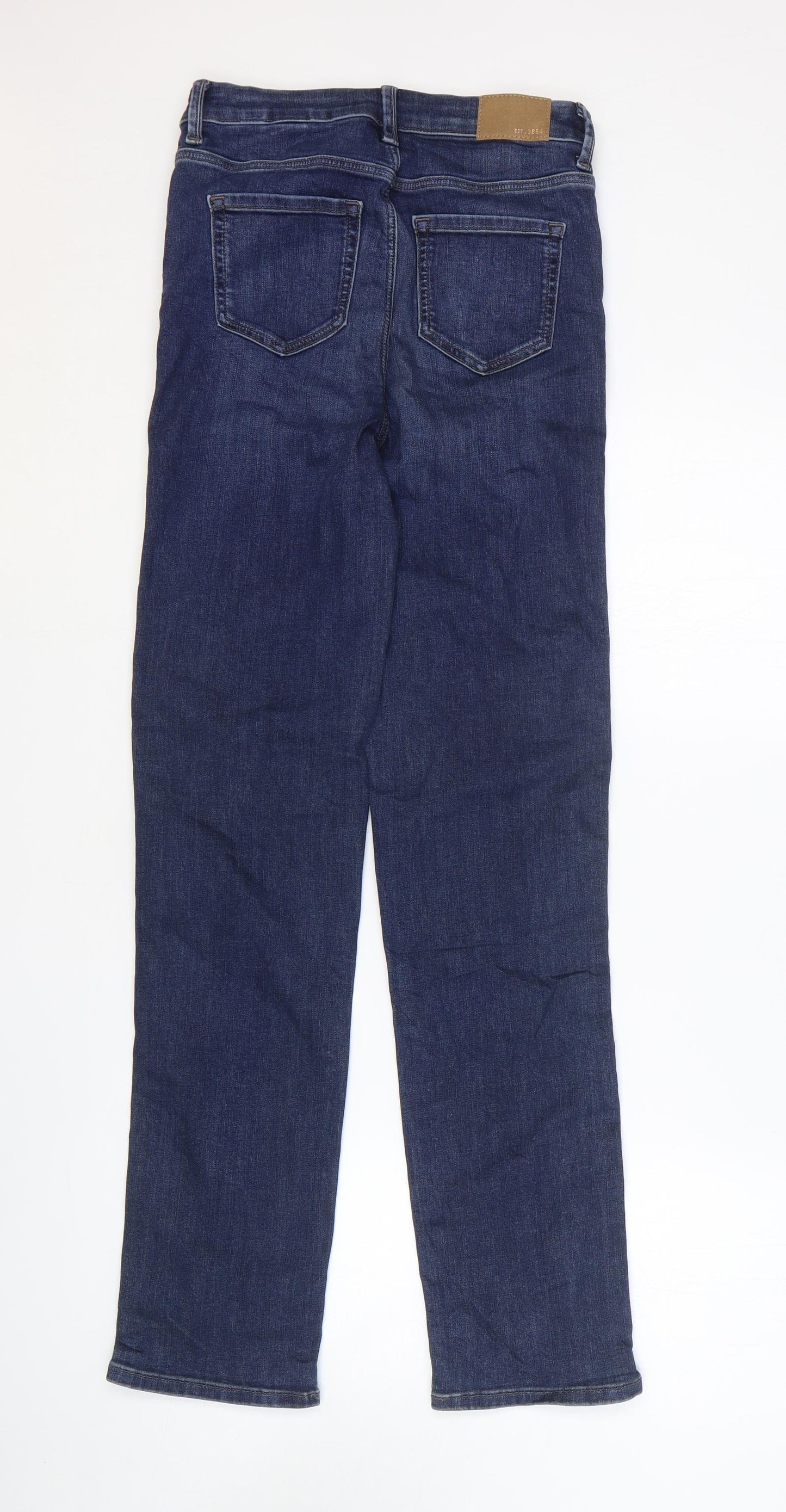 Marks and Spencer Womens Blue Cotton Straight Jeans Size 8 L30 in Regular Zip