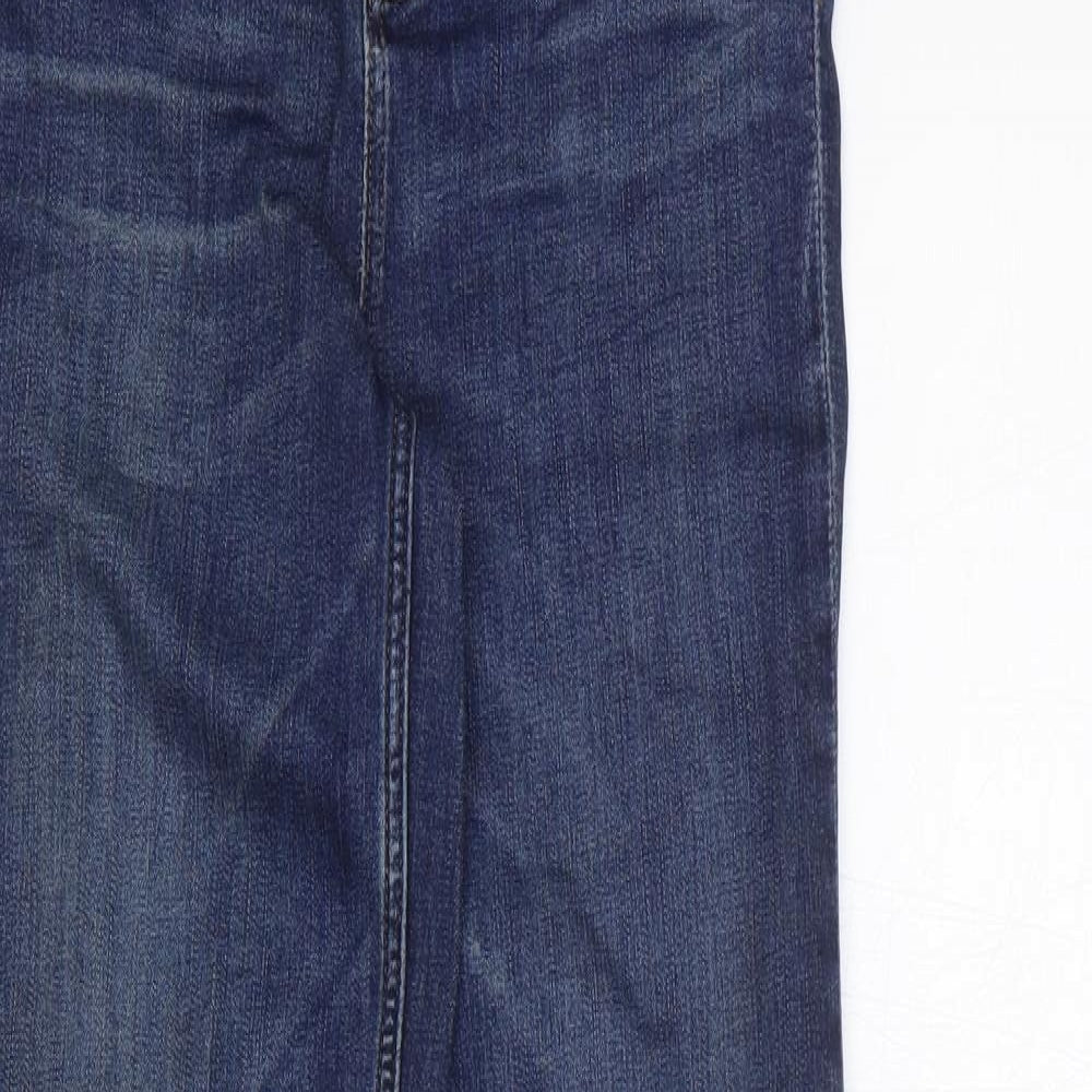 Marks and Spencer Womens Blue Cotton Straight Jeans Size 8 L30 in Regular Zip