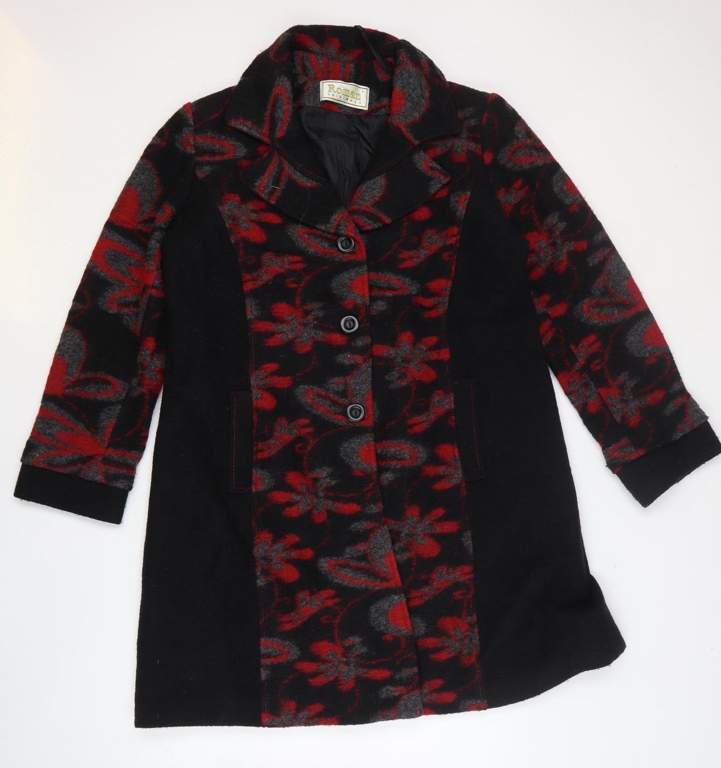 Roman Originals Mens Black Floral Jacket Blazer Size L Button