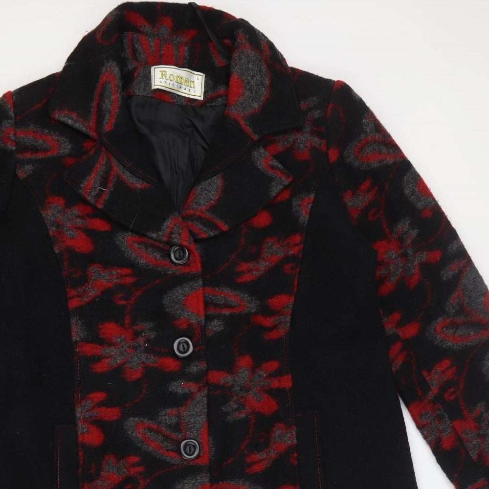 Roman Originals Mens Black Floral Jacket Blazer Size L Button