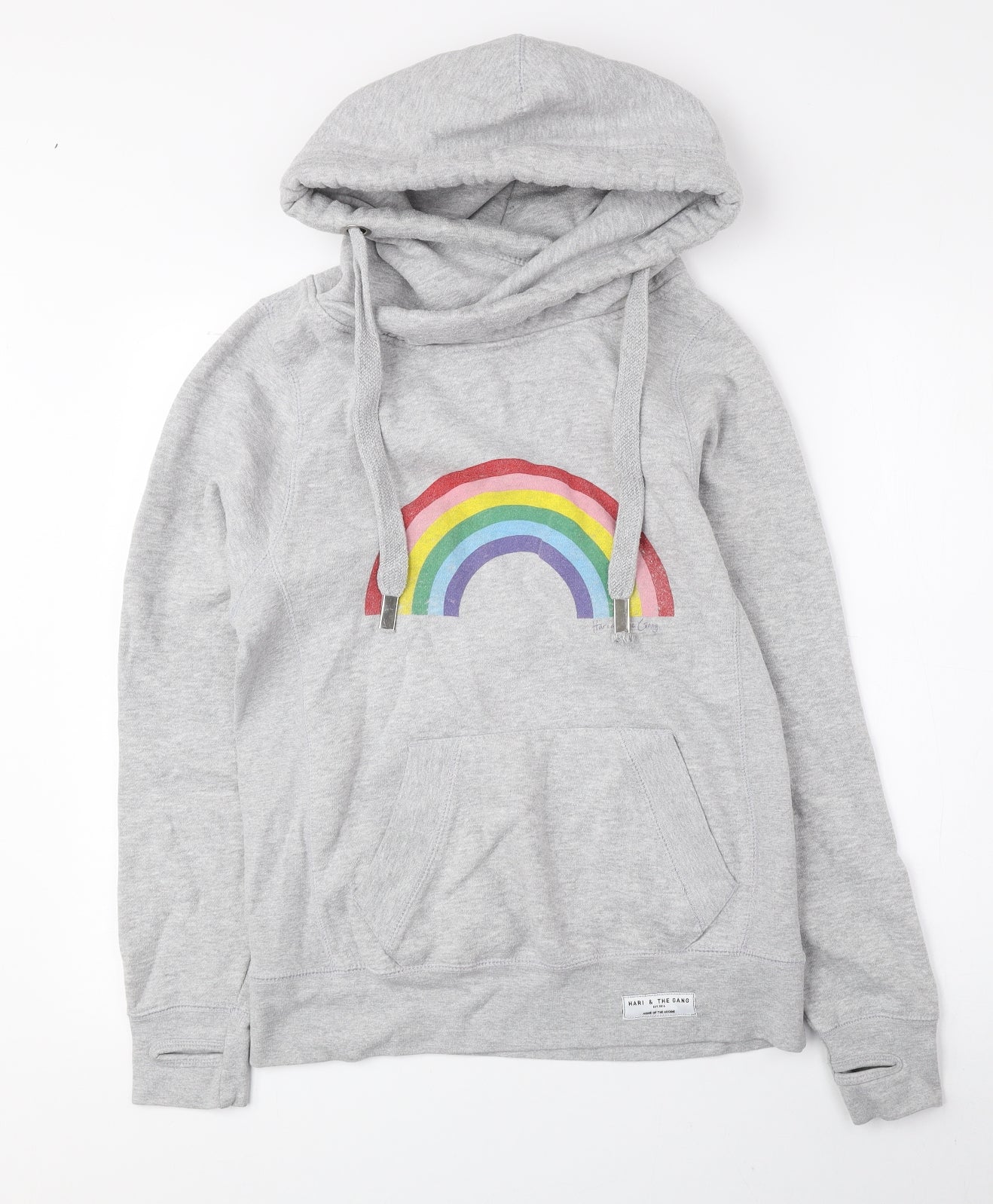 Hari And The Gang Womens Grey Cotton Pullover Hoodie Size S Pullover