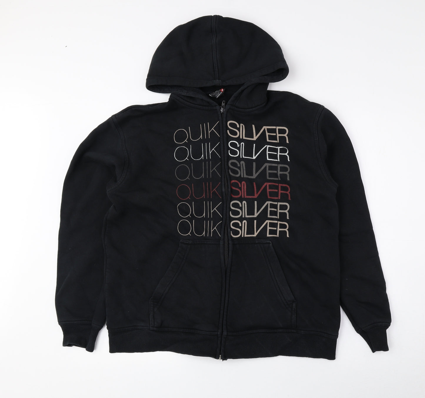 Quiksilver Womens Black Cotton Full Zip Hoodie Size 16 Zip