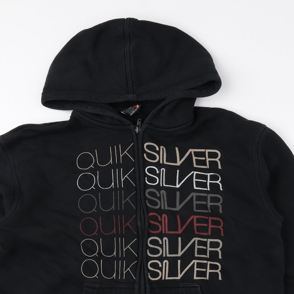 Quiksilver Womens Black Cotton Full Zip Hoodie Size 16 Zip