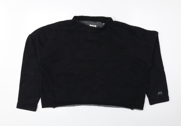 Jack Wills Womens Black Cotton Pullover Sweatshirt Size 10 Pullover - Cropped