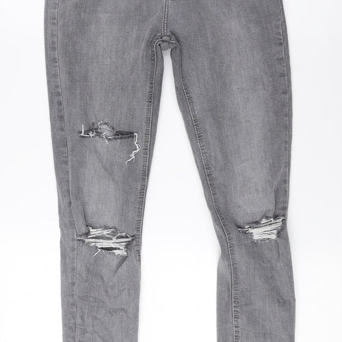 Denim & Co. Womens Grey Cotton Skinny Jeans Size 8 L26.5 in Regular Zip