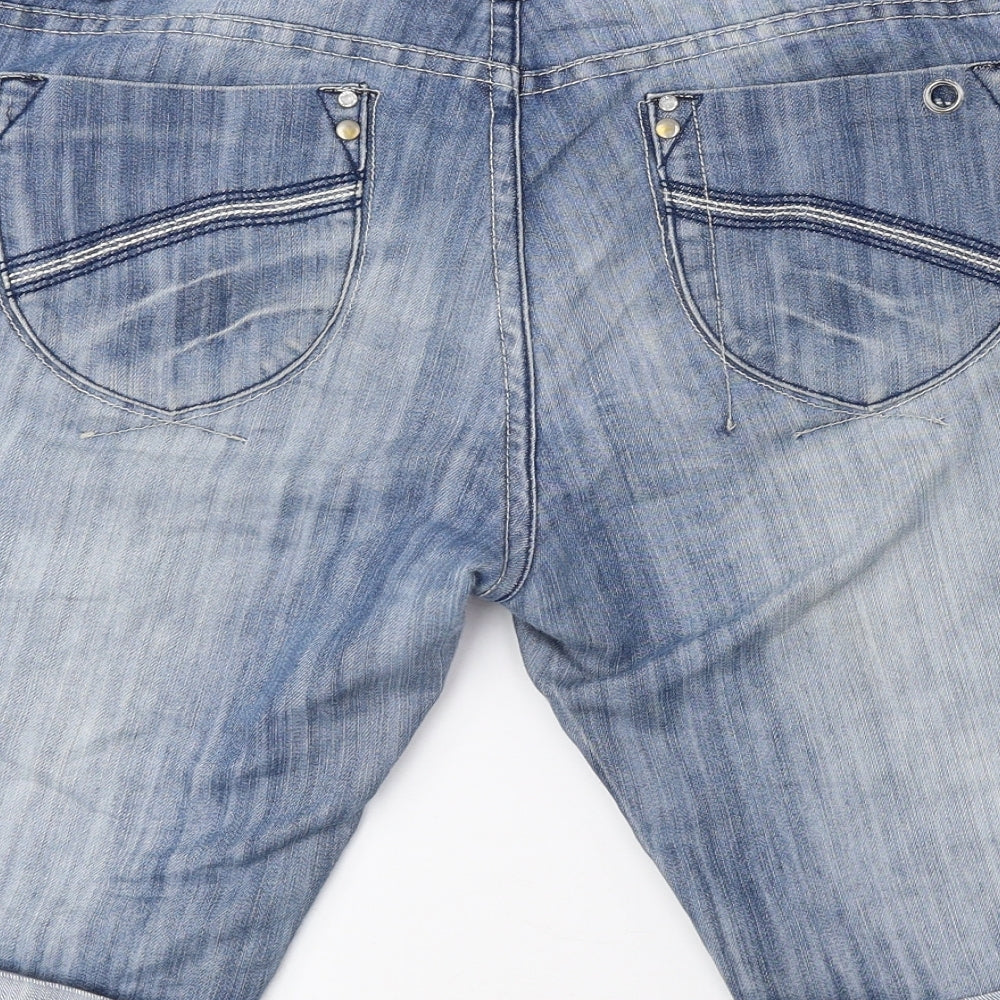 True 2u Womens Blue Cotton Bermuda Shorts Size 12 L9 in Regular Zip