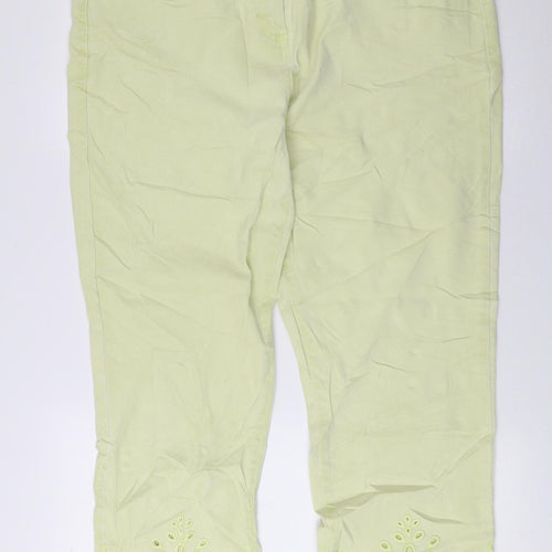 NEXT Womens Green Cotton Cropped Jeans Size 16 L24.5 in Regular Zip