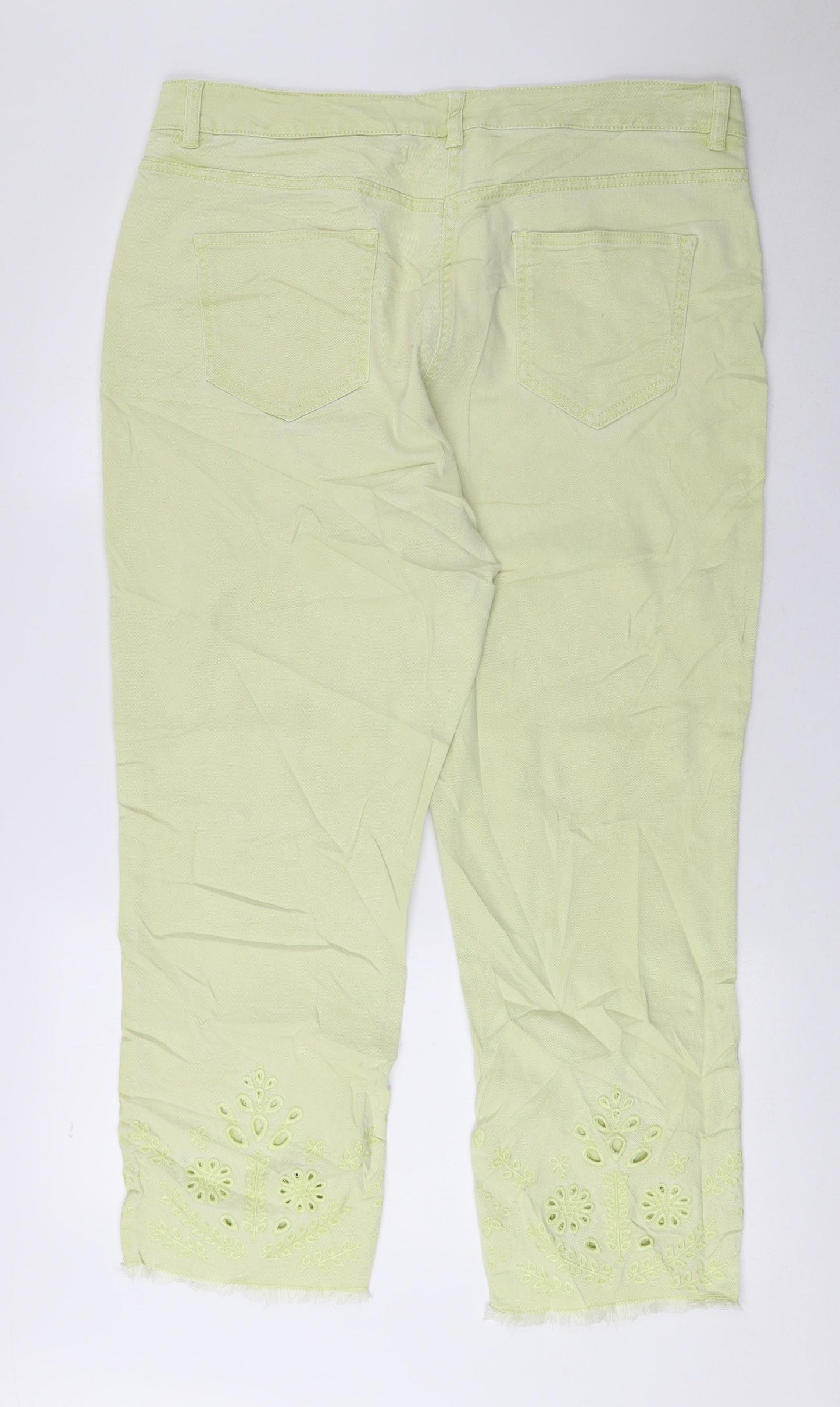 NEXT Womens Green Cotton Cropped Jeans Size 16 L24.5 in Regular Zip