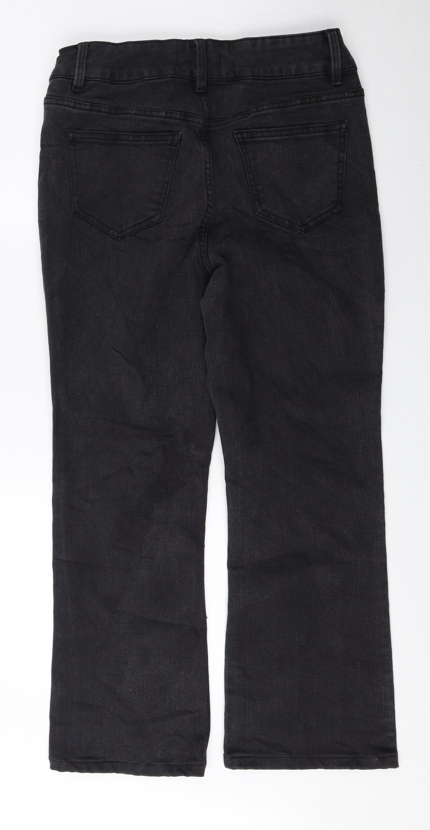 George Womens Black Cotton Straight Jeans Size 14 L24.5 in Regular Zip