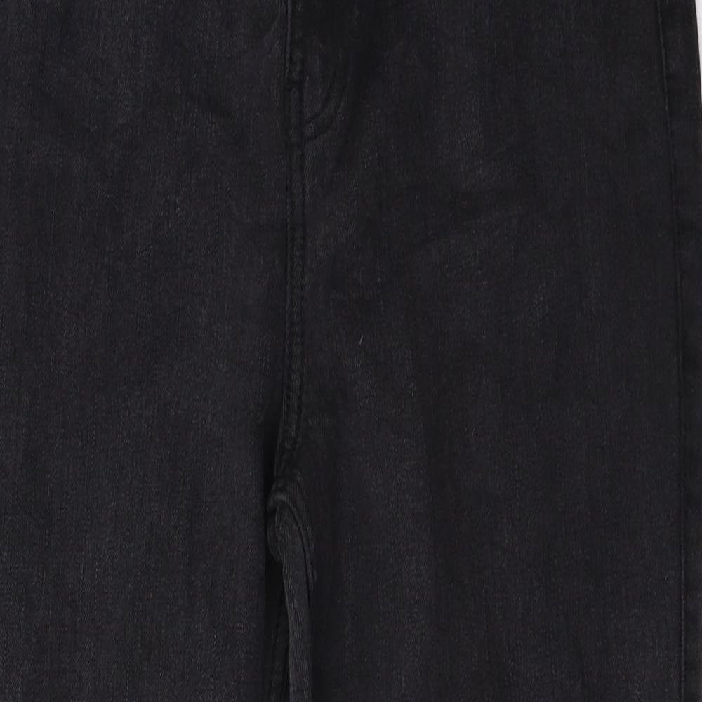 George Womens Black Cotton Straight Jeans Size 14 L24.5 in Regular Zip