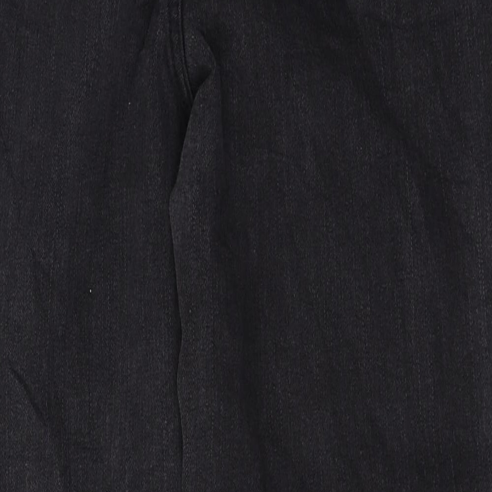 George Womens Black Cotton Straight Jeans Size 14 L24.5 in Regular Zip