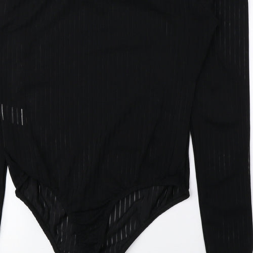 PRETTYLITTLETHING Womens Black Polyester Bodysuit One-Piece Size 12 Snap