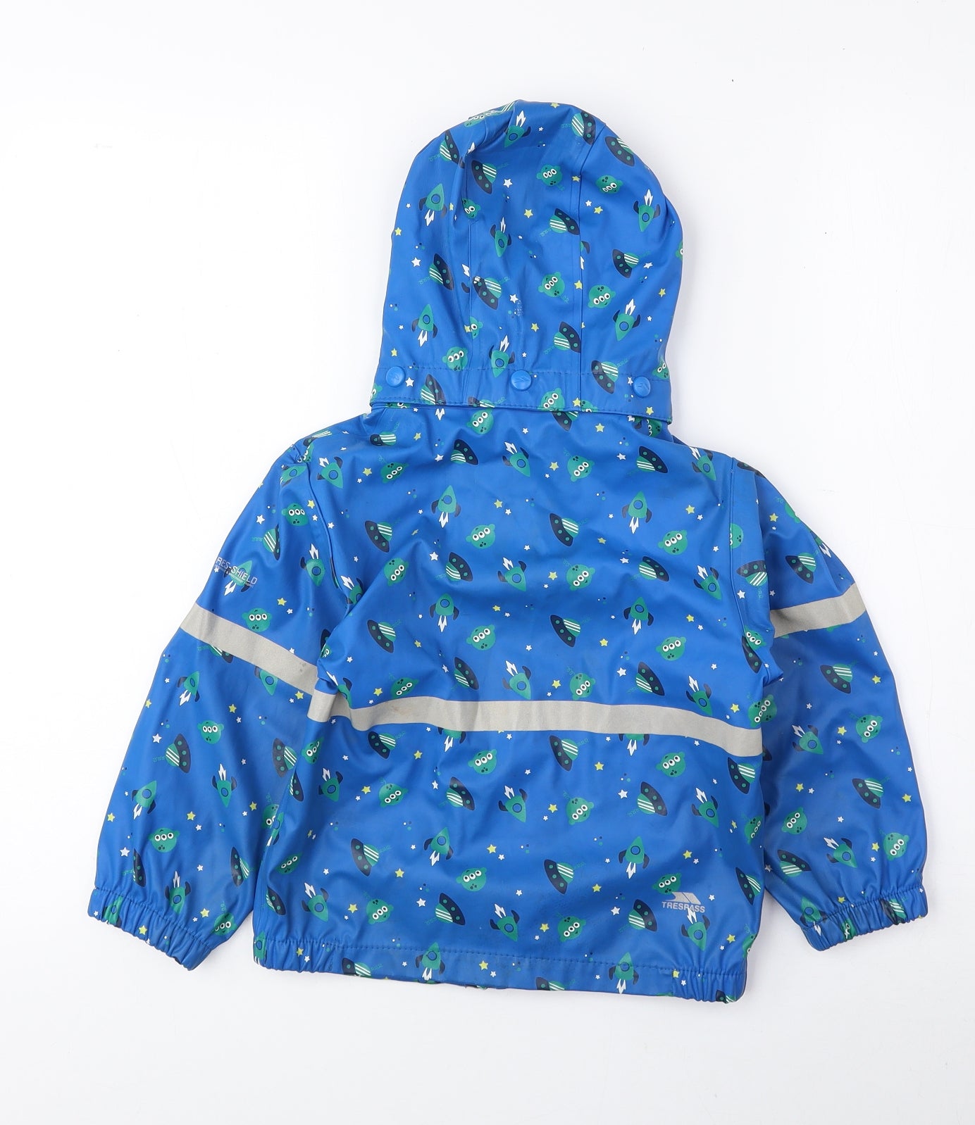 Trespass Boys Blue Geometric Rain Coat Coat Size 2-3 Years Snap - Alien