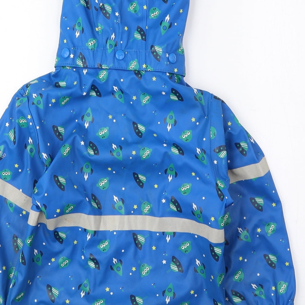 Trespass Boys Blue Geometric Rain Coat Coat Size 2-3 Years Snap - Alien