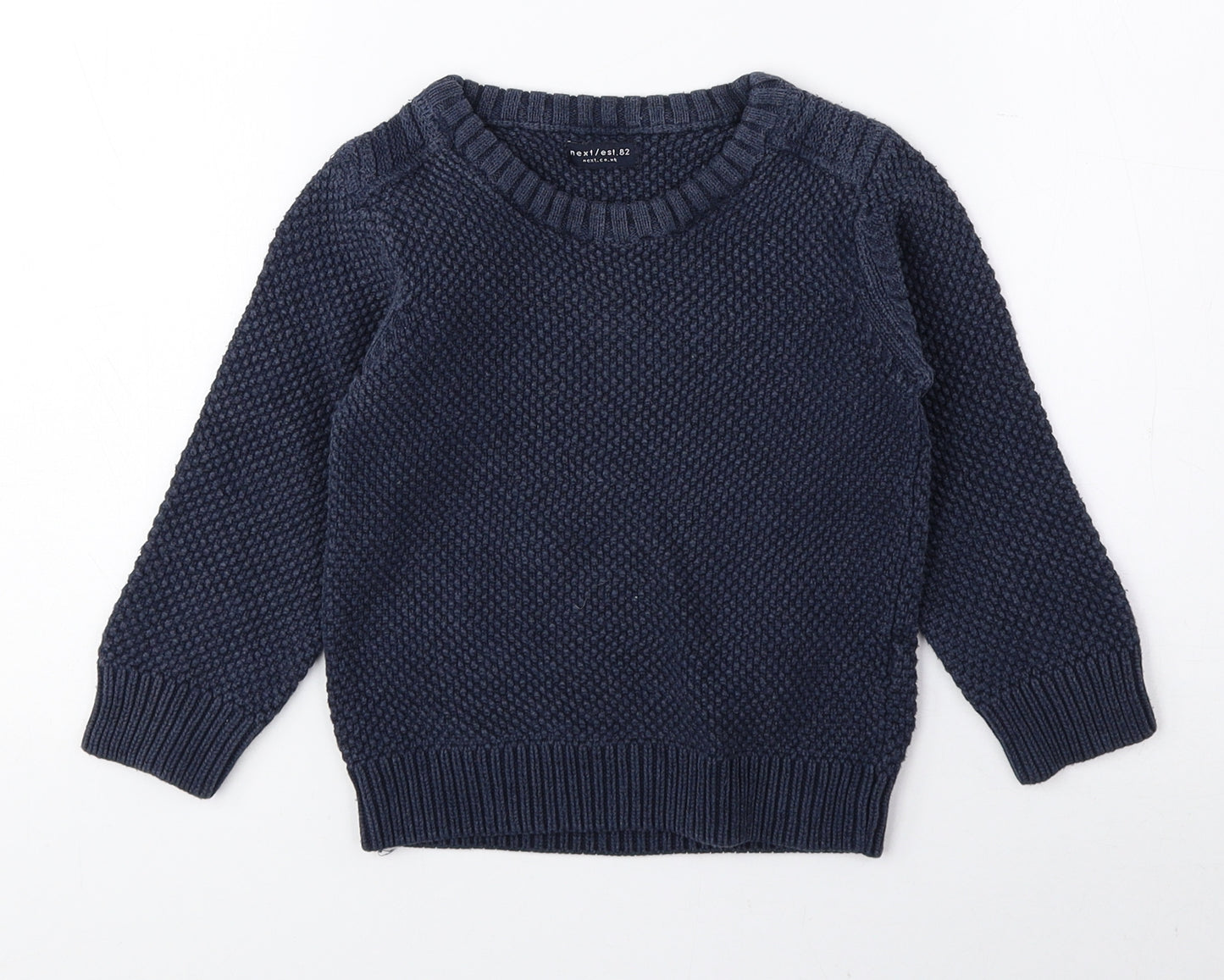 NEXT Boys Blue Round Neck 100% Cotton Pullover Jumper Size 2-3 Years Pullover