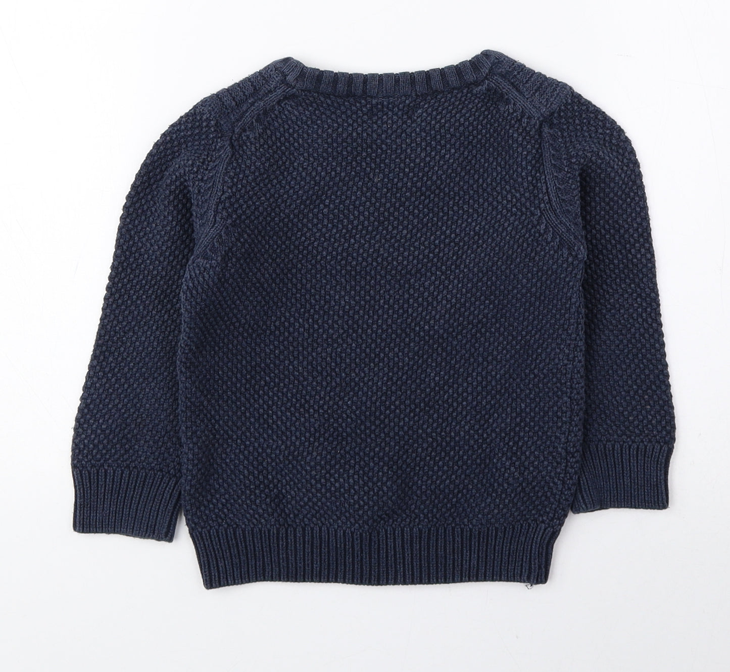 NEXT Boys Blue Round Neck 100% Cotton Pullover Jumper Size 2-3 Years Pullover