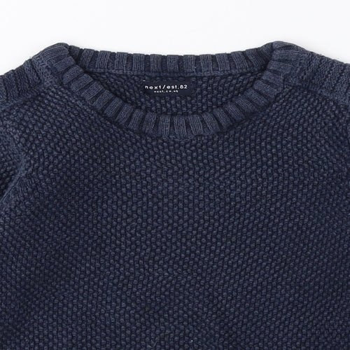 NEXT Boys Blue Round Neck 100% Cotton Pullover Jumper Size 2-3 Years Pullover