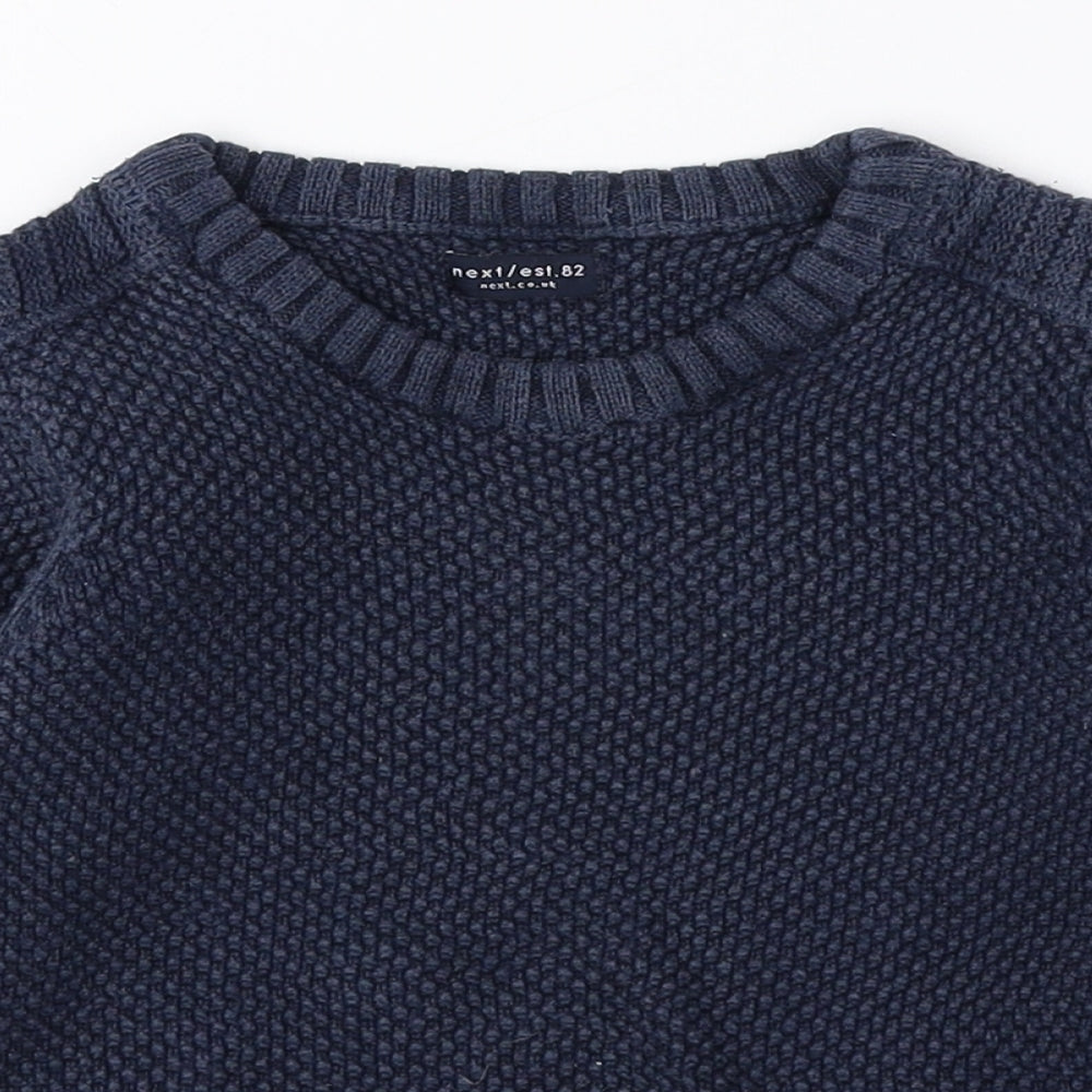 NEXT Boys Blue Round Neck 100% Cotton Pullover Jumper Size 2-3 Years Pullover