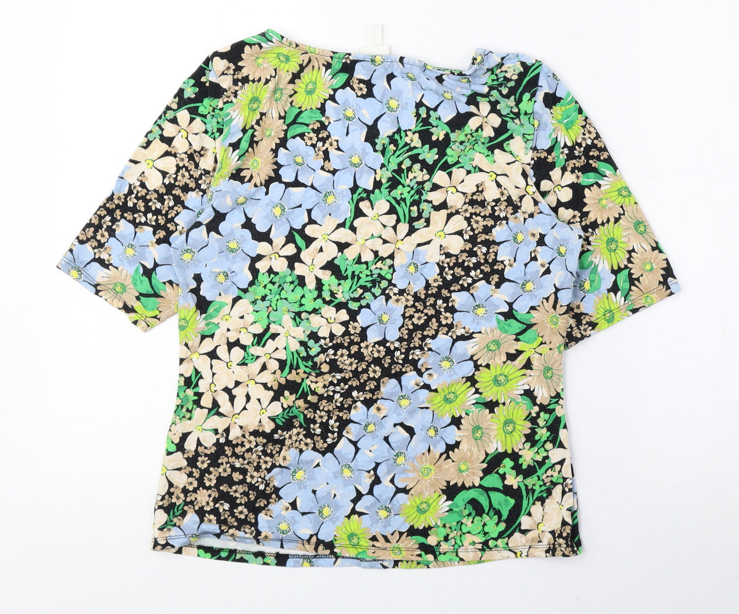 H&M Womens Multicoloured Floral Viscose Basic Blouse Size S Scoop Neck