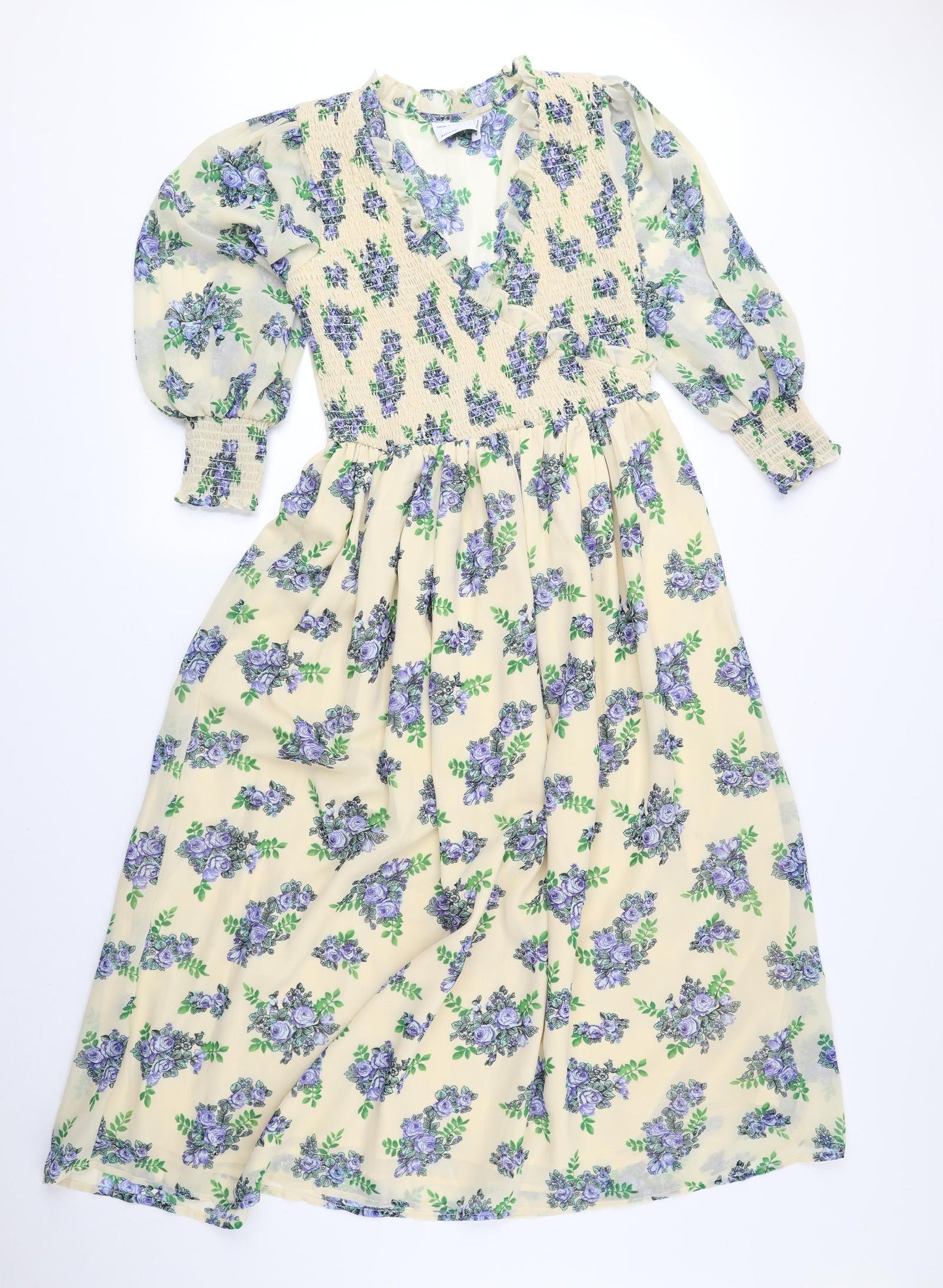 ASOS Womens Multicoloured Floral Polyester Fit & Flare Size 10 V-Neck Pullover