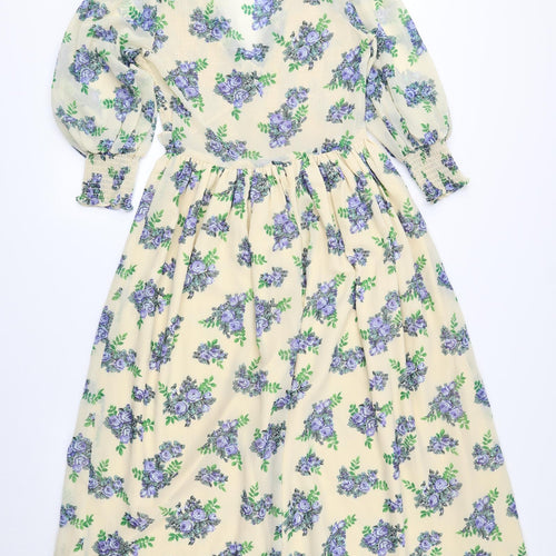 ASOS Womens Multicoloured Floral Polyester Fit & Flare Size 10 V-Neck Pullover