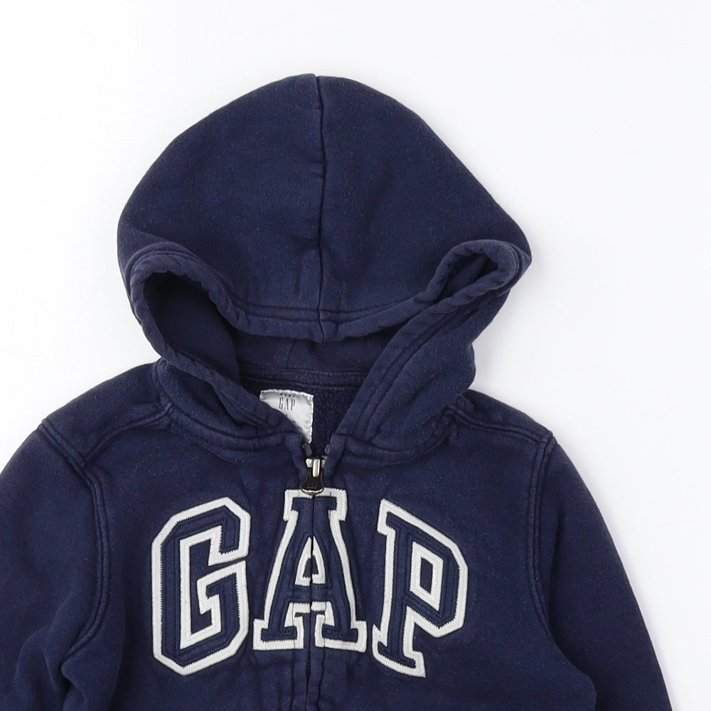 Gap Boys Blue Cotton Full Zip Hoodie Size 2 Years Zip