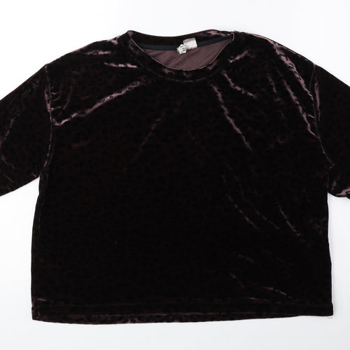 Divided by H&M Womens Brown Animal Print Polyester Basic T-Shirt Size M Round Neck - Cheetah Print