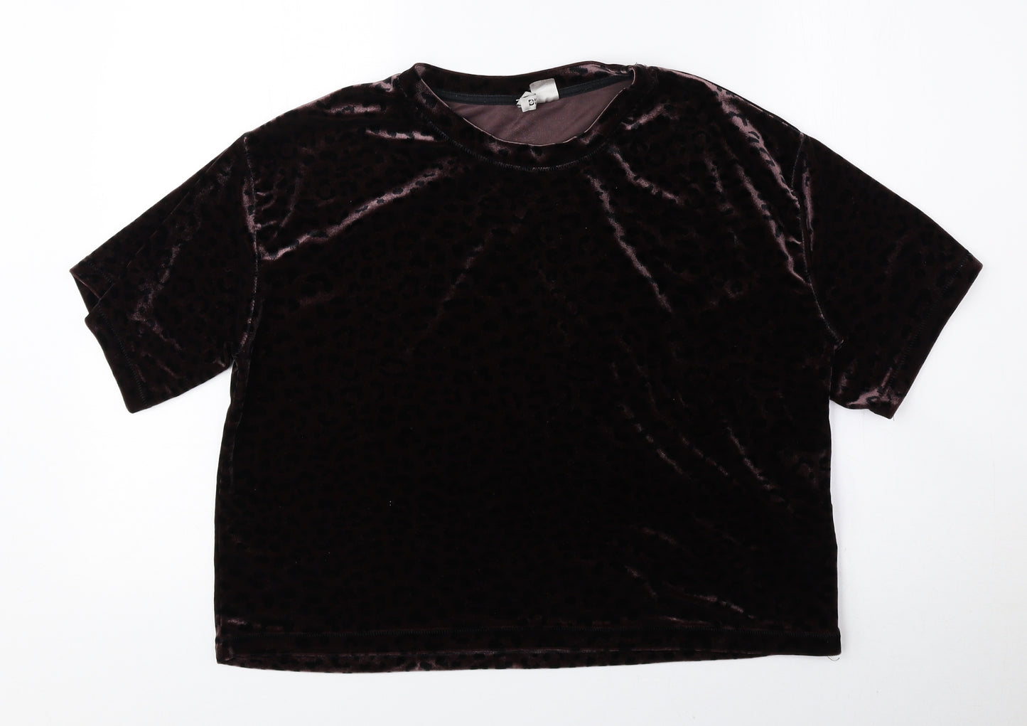 Divided by H&M Womens Brown Animal Print Polyester Basic T-Shirt Size M Round Neck - Cheetah Print