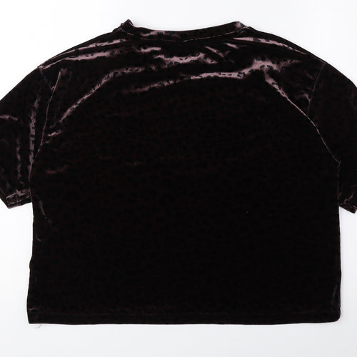 Divided by H&M Womens Brown Animal Print Polyester Basic T-Shirt Size M Round Neck - Cheetah Print