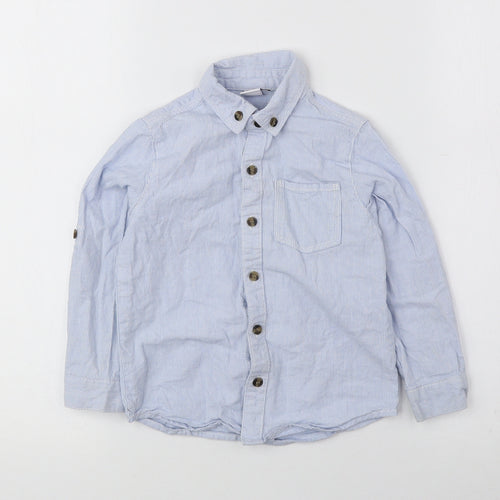 Mini Club Boys Blue Striped 100% Cotton Basic Button-Up Size 2-3 Years Collared Button