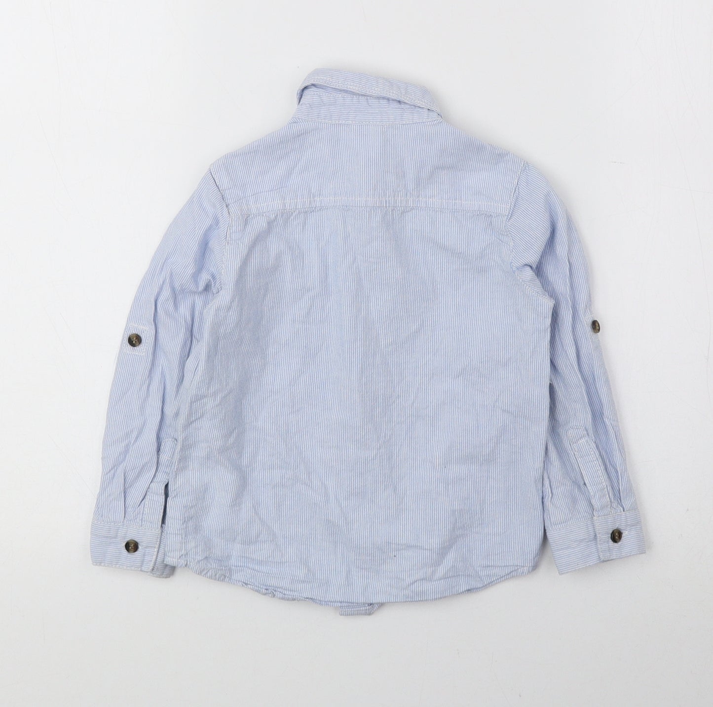 Mini Club Boys Blue Striped 100% Cotton Basic Button-Up Size 2-3 Years Collared Button
