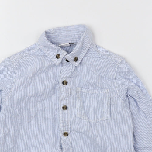 Mini Club Boys Blue Striped 100% Cotton Basic Button-Up Size 2-3 Years Collared Button