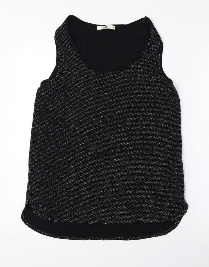Oasis Womens Black Nylon Basic Tank Size M Scoop Neck