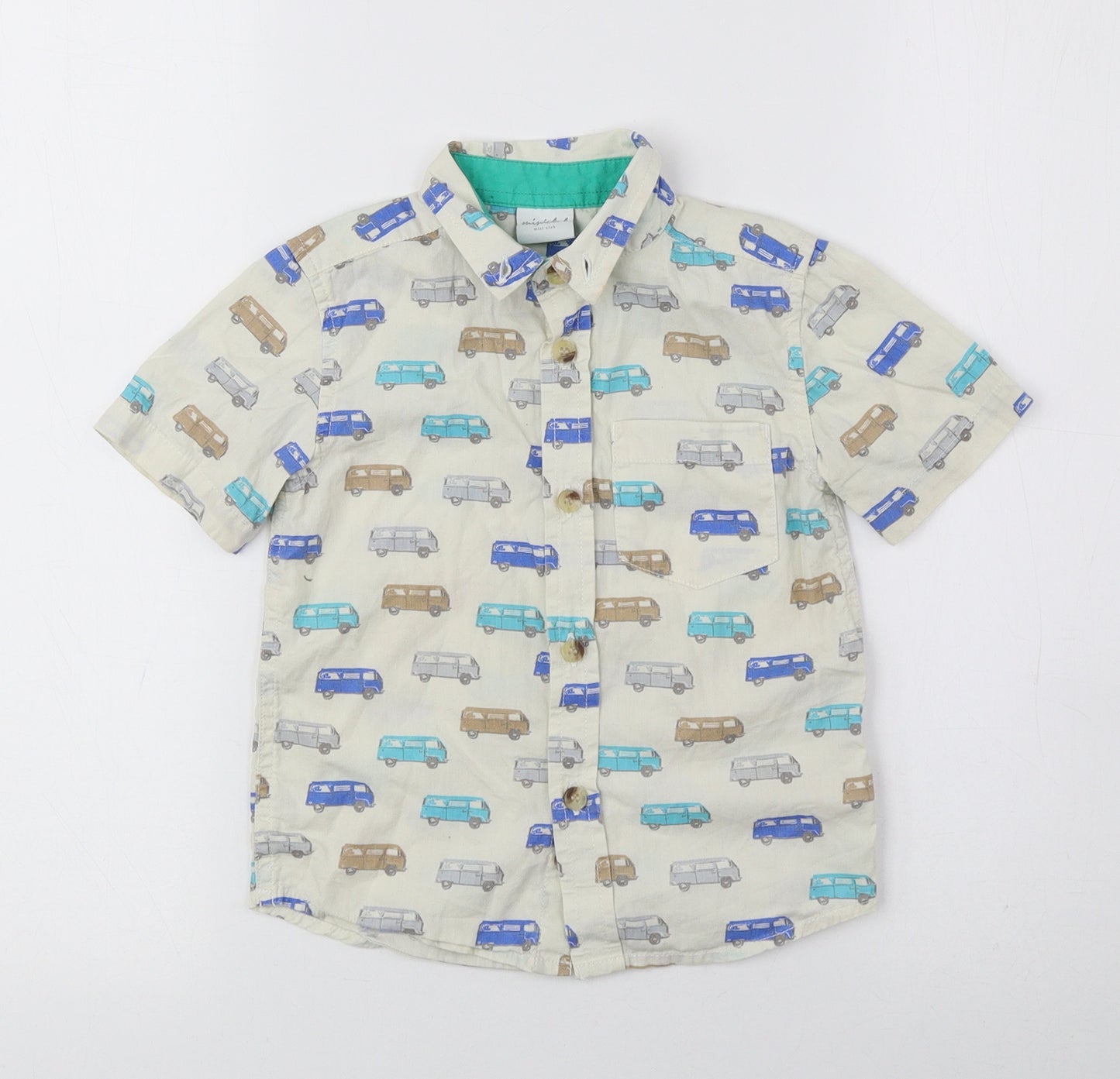 Mini Club Boys Multicoloured Geometric 100% Cotton Basic Button-Up Size 2-3 Years Collared Button - Buses