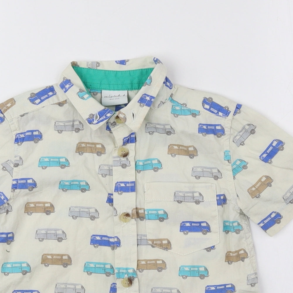Mini Club Boys Multicoloured Geometric 100% Cotton Basic Button-Up Size 2-3 Years Collared Button - Buses